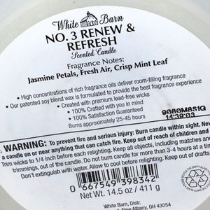 Bath Body Works Accents Renew Refresh Jasmine Mint Leaf 3 Wick
